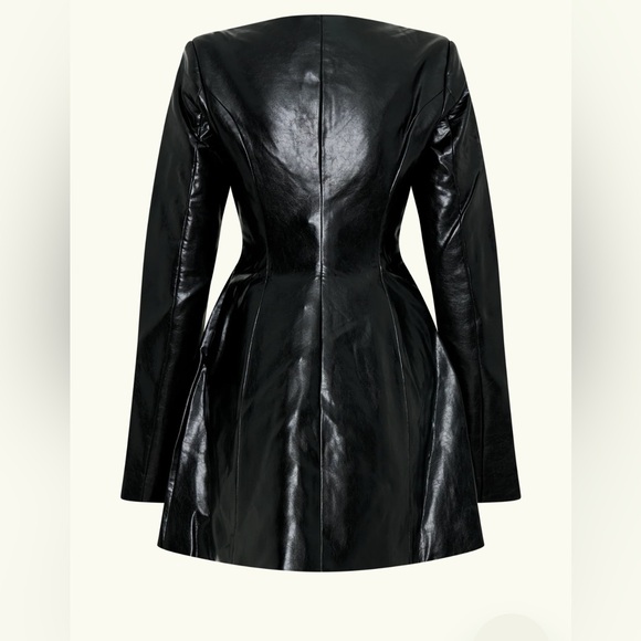 Faux leather mini dress -black New - Picture 3 of 9